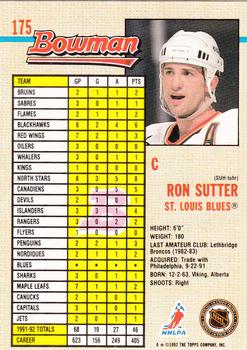 1992-93 Bowman #175 Ron Sutter Back