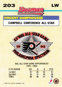 1992-93 Bowman #203 Vincent Damphousse Back