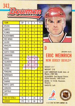1992-93 Bowman #343 Eric Weinrich Back