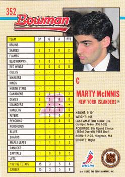 1992-93 Bowman #352 Marty McInnis Back