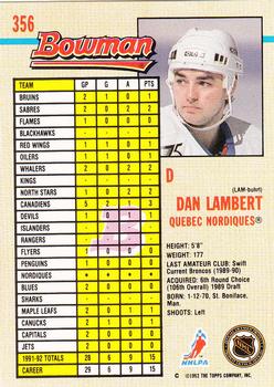 1992-93 Bowman #356 Dan Lambert Back