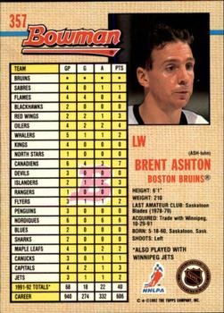 1992-93 Bowman #357 Brent Ashton Back