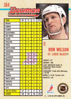 1992-93 Bowman #364 Ron Wilson Back