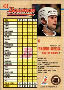 1992-93 Bowman #431 Vladimir Ruzicka Back