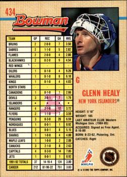 1992-93 Bowman #434 Glenn Healy Back