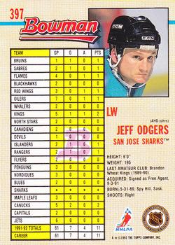 1992-93 Bowman #397 Jeff Odgers Back