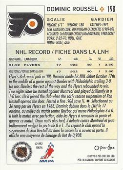 1992-93 O-Pee-Chee #198 Dominic Roussel Back