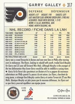 1992-93 O-Pee-Chee #317 Garry Galley Back