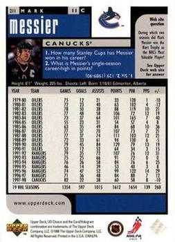 1998-99 UD Choice Preview #211 Mark Messier Back