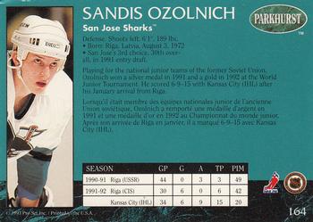 1992-93 Parkhurst #164 Sandis Ozolinch Back