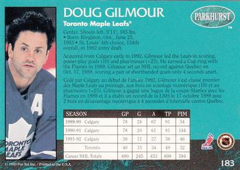 1992-93 Parkhurst #183 Doug Gilmour Back