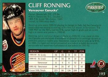 1992-93 Parkhurst #193 Cliff Ronning Back