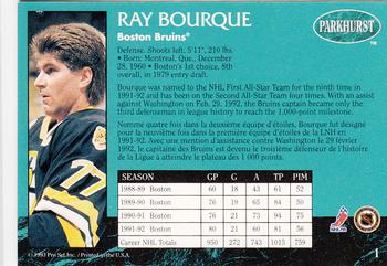 1992-93 Parkhurst #1 Ray Bourque Back