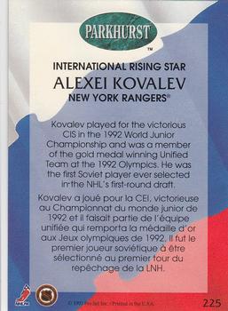 1992-93 Parkhurst #225 Alexei Kovalev Back