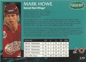 1992-93 Parkhurst #279 Mark Howe Back