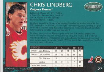 1992-93 Parkhurst #27 Chris Lindberg Back