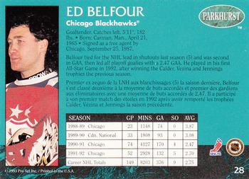 1992-93 Parkhurst #28 Ed Belfour Back