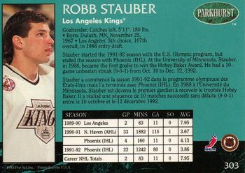 1992-93 Parkhurst #303 Robb Stauber Back