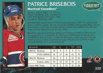 1992-93 Parkhurst #320 Patrice Brisebois Back