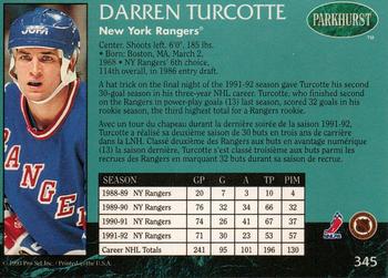 1992-93 Parkhurst #345 Darren Turcotte Back