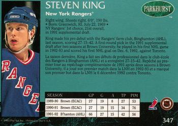 1992-93 Parkhurst #347 Steven King Back