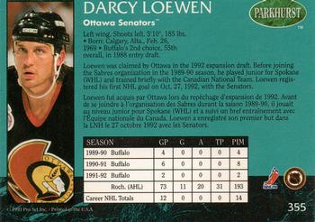 1992-93 Parkhurst #355 Darcy Loewen Back