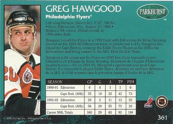 1992-93 Parkhurst #361 Greg Hawgood Back