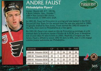 1992-93 Parkhurst #365 Andre Faust Back