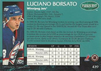 1992-93 Parkhurst #439 Luciano Borsato Back