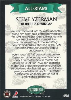 1992-93 Parkhurst #456 Steve Yzerman Back