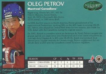 1992-93 Parkhurst #486 Oleg Petrov Back