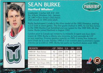 1992-93 Parkhurst #57 Sean Burke Back
