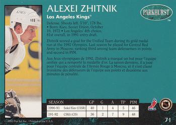 1992-93 Parkhurst #71 Alexei Zhitnik Back