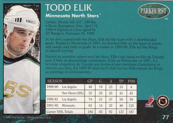 1992-93 Parkhurst #77 Todd Elik Back