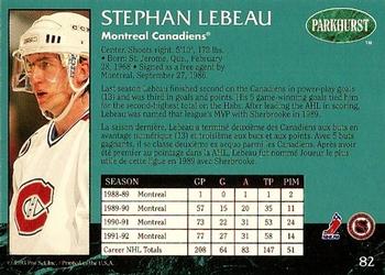 1992-93 Parkhurst #82 Stephan Lebeau Back