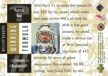 1998-99 Upper Deck Black Diamond - Winning Formula Gold #WF6 Patrick Roy Back