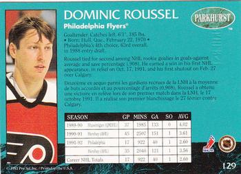 1992-93 Parkhurst - Emerald Ice #129 Dominic Roussel Back