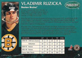 1992-93 Parkhurst - Emerald Ice #5 Vladimir Ruzicka Back