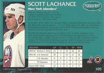 1992-93 Parkhurst - Emerald Ice #105 Scott Lachance Back