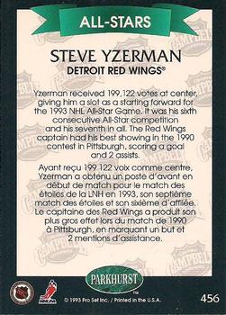 1992-93 Parkhurst - Emerald Ice #456 Steve Yzerman Back