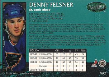 1992-93 Parkhurst - Emerald Ice #493 Denny Felsner Back
