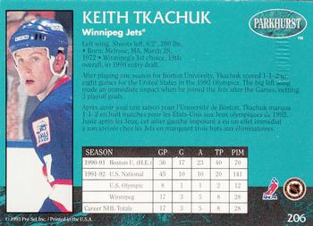 1992-93 Parkhurst - Emerald Ice #206 Keith Tkachuk Back