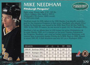 1992-93 Parkhurst - Emerald Ice #370 Mike Needham Back