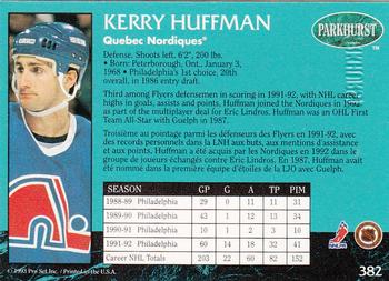 1992-93 Parkhurst - Emerald Ice #382 Kerry Huffman Back