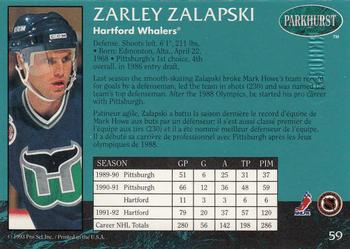 1992-93 Parkhurst - Emerald Ice #59 Zarley Zalapski Back