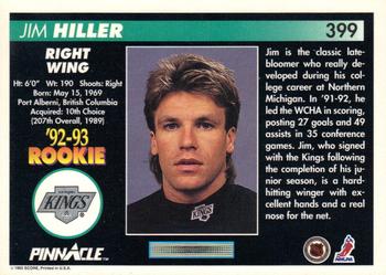 1992-93 Pinnacle #399 Jim Hiller Back
