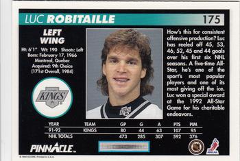 1992-93 Pinnacle #175 Luc Robitaille Back