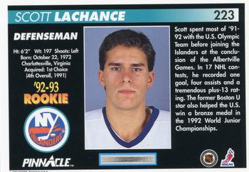 1992-93 Pinnacle #223 Scott Lachance Back