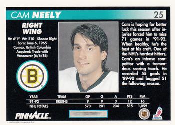 1992-93 Pinnacle #25 Cam Neely Back