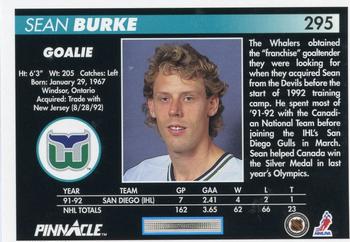 1992-93 Pinnacle #295 Sean Burke Back